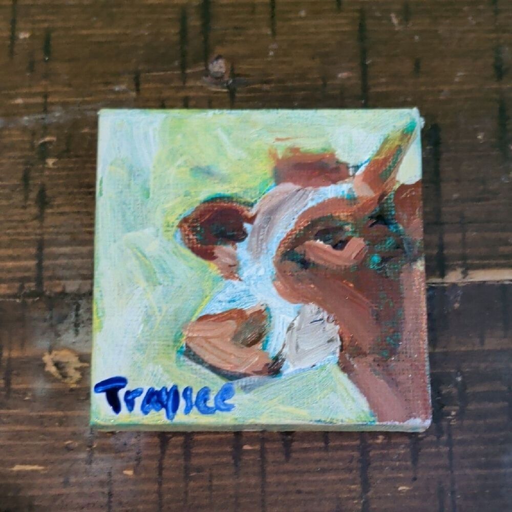 original 2x2 inch acrylic handpainted magnet on canvas, handmade art